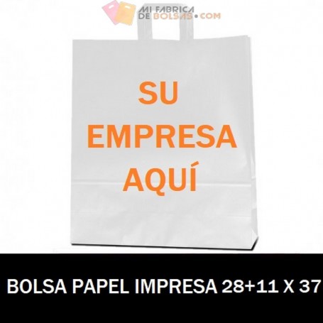 BOLSAS DE PAPEL ASA PLANA PERSONALIZADAS 28+9 X 37