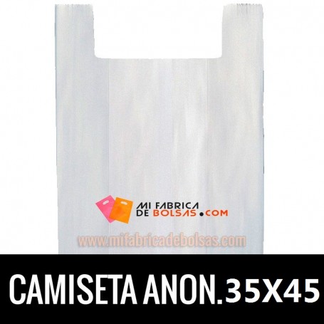 BOLSAS DE PLASTICO ASA CAMISETA ANONIMAS BLANCAS 35X45 GALGA 200