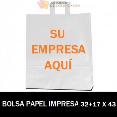 BOLSAS DE PAPEL ASA PLANA PERSONALIZADAS 32+17 X 43