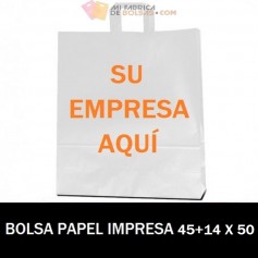 BOLSAS DE PAPEL ASA PLANA PERSONALIZADAS 45+14 X 50