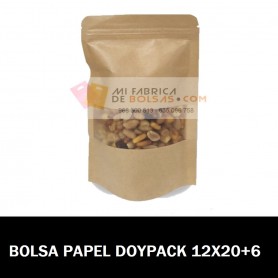 Bolsas de Papel Kraft Doypack con Ventana 12x20+6