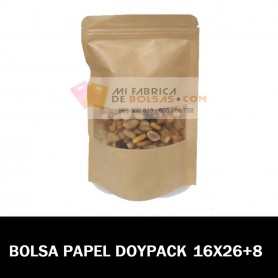 Bolsas de Papel Kraft Doypack con Ventana 16x26+8