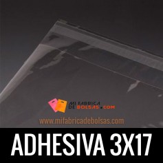 BOLSAS DE PLASTICO TRANSPARENTES POLIPROPILENO CON SOLAPA ADHESIVA 3X17