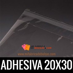 BOLSAS DE PLASTICO TRANSPARENTES POLIPROPILENO CON SOLAPA ADHESIVA 20X30