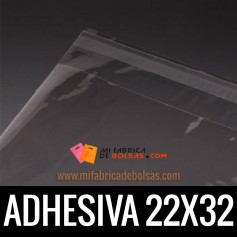 BOLSAS DE PLASTICO TRANSPARENTES POLIPROPILENO CON SOLAPA ADHESIVA 22X32