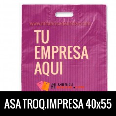 Bolsas de Plastico Asa Troquelada Personalizadas 40x55 Galga 200 Material Reciclado