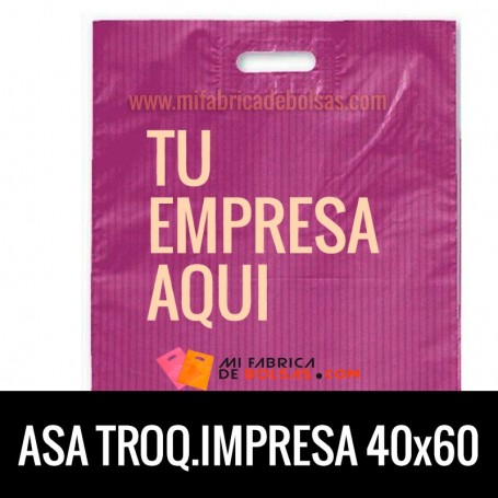 Bolsas de Plastico Asa Troquelada Personalizadas 40x60 Galga 200 Material Reciclado