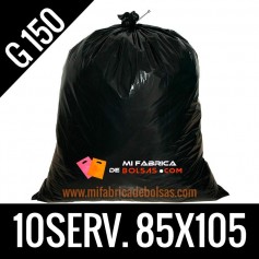 BOLSA BASURA INDUSTRIAL NEGRA 85x105 10 SERV. G.150