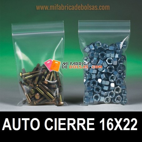 BOLSAS DE PLASTICO TRANSPARENTES CON AUTOCIERRE ZIP 16X22