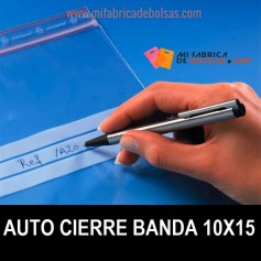 BOLSAS DE PLASTICO TRANSPARENTES CON AUTOCIERRE Y BANDAS 10X15