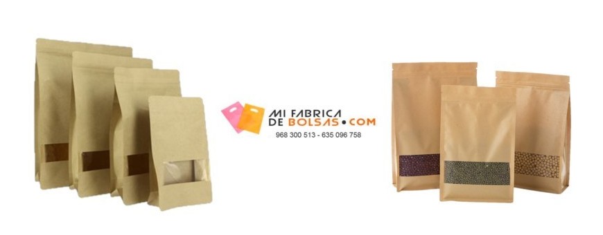 BOLSAS DE PAPEL KRAFT STANDUP CON VENTANA