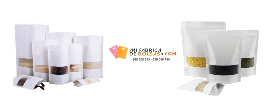 BOLSAS DE PAPEL BLANCO DOYPACK CON VENTANA